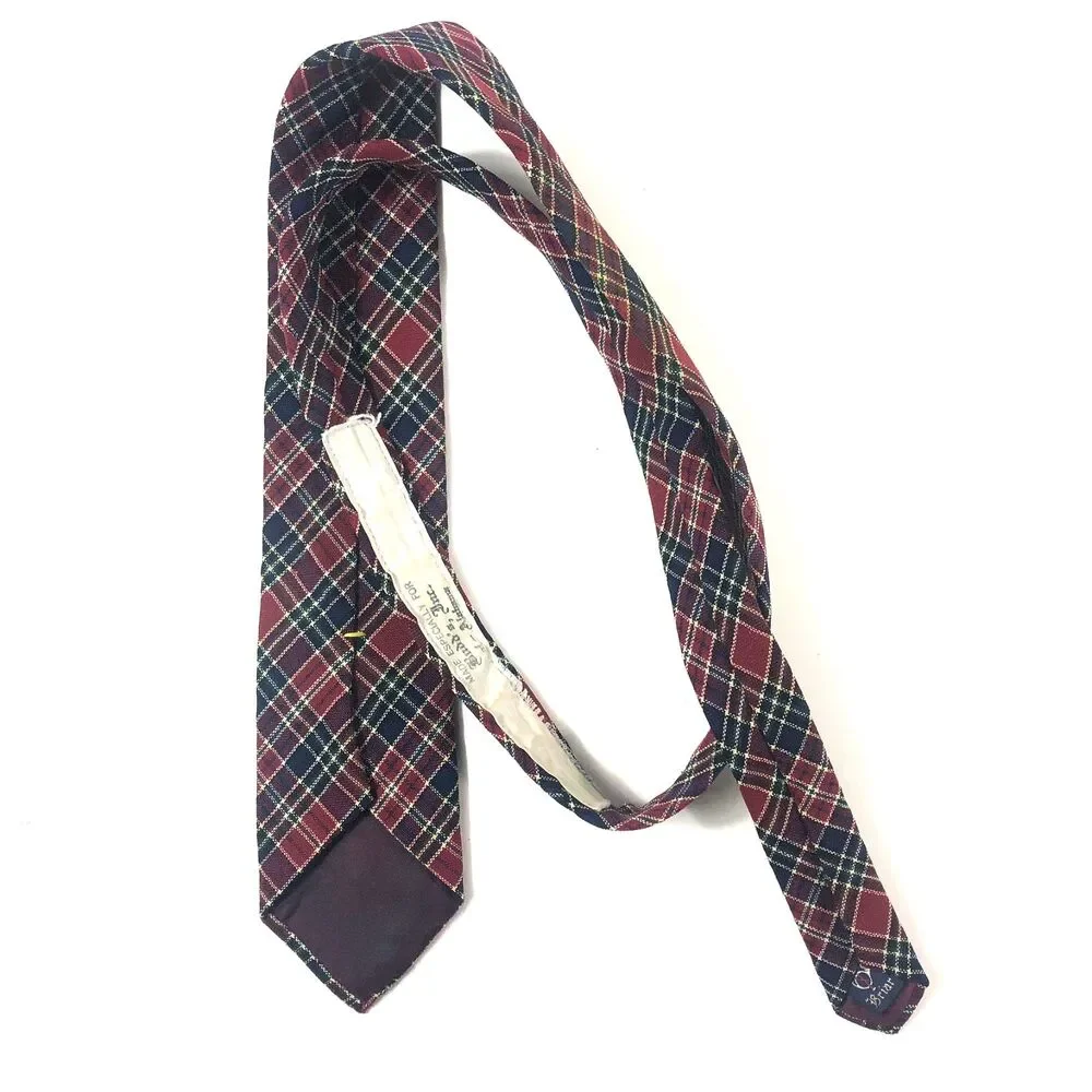 Vintage Briar All-Wool Scotland Tartan Plaid Neck Tie Red Navy Green Rare